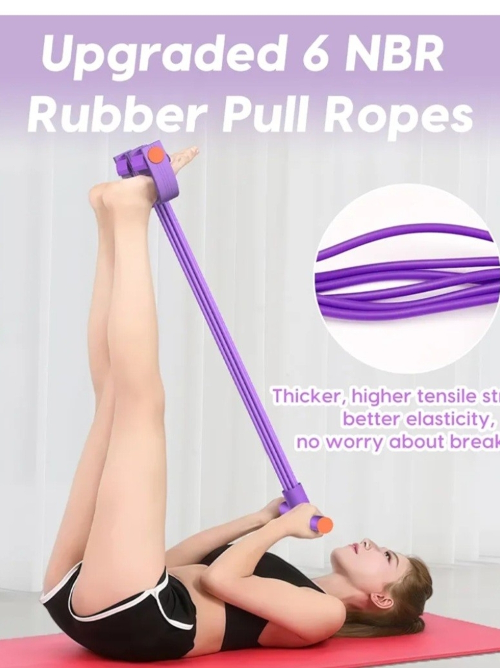 Purple Resistance Pull Rope Exercise Band - Picture 4 of 5